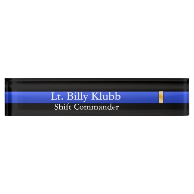 Thin Blue Line - Lieutenant Rank Desk Name Plate (Front)