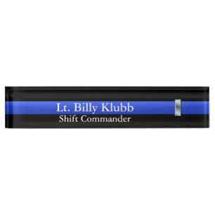 Thin Blue Line - Lieutenant Rank Desk Name Plate