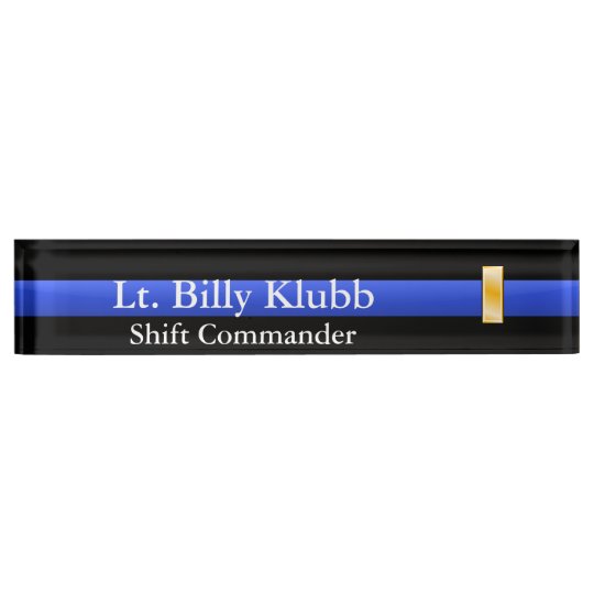 Thin Blue Line Lieutenant Rank Desk Name Plate