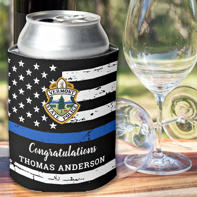 Thin Blue Line Logo Police Officer Retirement Can Cooler (Creator Uploaded)