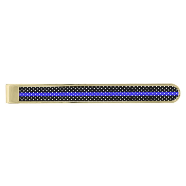 Thin Blue Line Lotta Stars Gold Finish Tie Bar (Front)