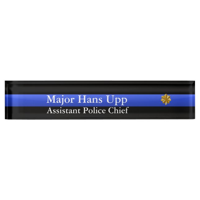 Thin Blue Line - Major Cluster Rank Desk Name Plate (Front)