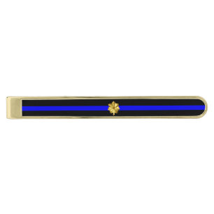 Thin Blue Line Major Rank Gold Finish Tie Bar