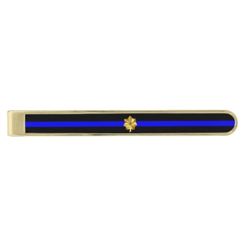 Thin Blue Line Major Rank Gold Finish Tie Bar