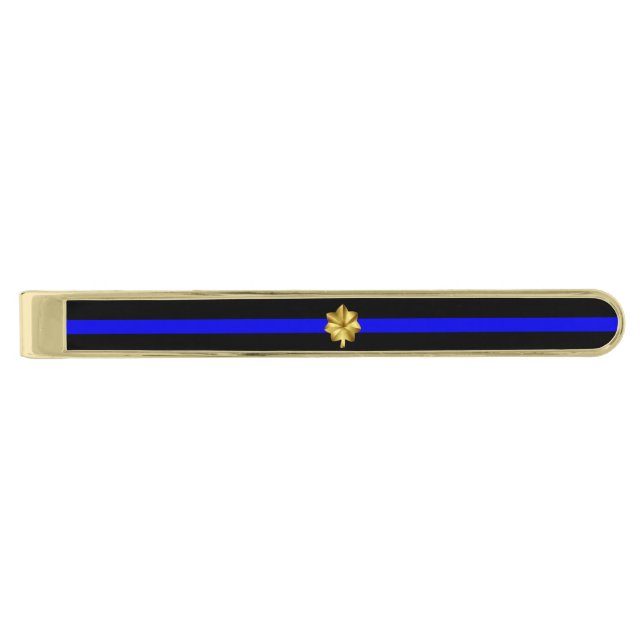 Thin Blue Line Major Rank Gold Finish Tie Bar (Front)