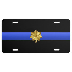 Thin Blue Line - Major Rank Insignia License Plate