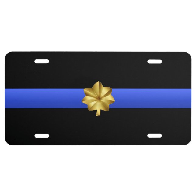 Thin Blue Line - Major Rank Insignia License Plate (Front)