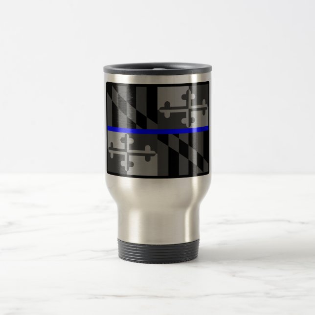 THIN BLUE LINE MARYLAND STATE FLAG COFFEE MUG (Center)