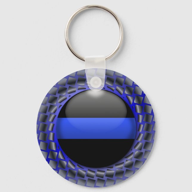 Thin Blue Line Medallion Keychain (Front)