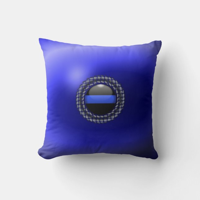 Thin Blue Line Medallion Throw Pillow (Front)