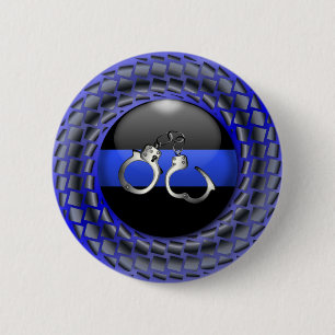 Thin Blue Line Medallion with Handcuffs Button