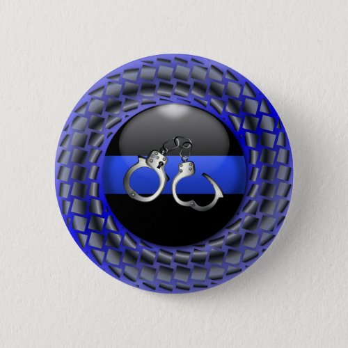 Thin Blue Line Medallion with Handcuffs Button