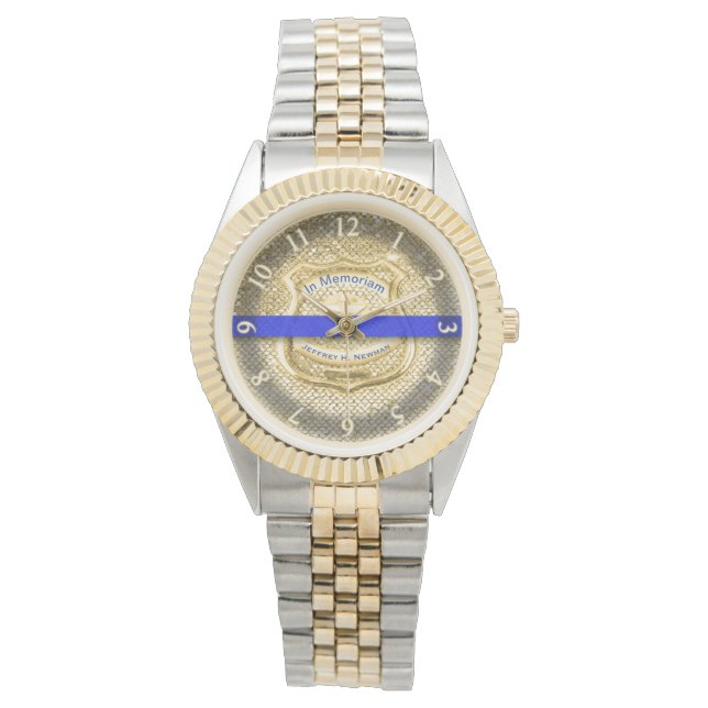 Thin Blue Line Memorial Tribute Gold Watch (Front)