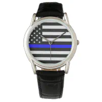 Thin blue shop line wrist watch