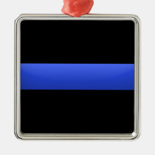 Thin Blue Line Metal Ornament