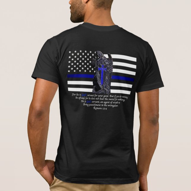 Thin Blue Line Michael the Archangel T-Shirt (Back)