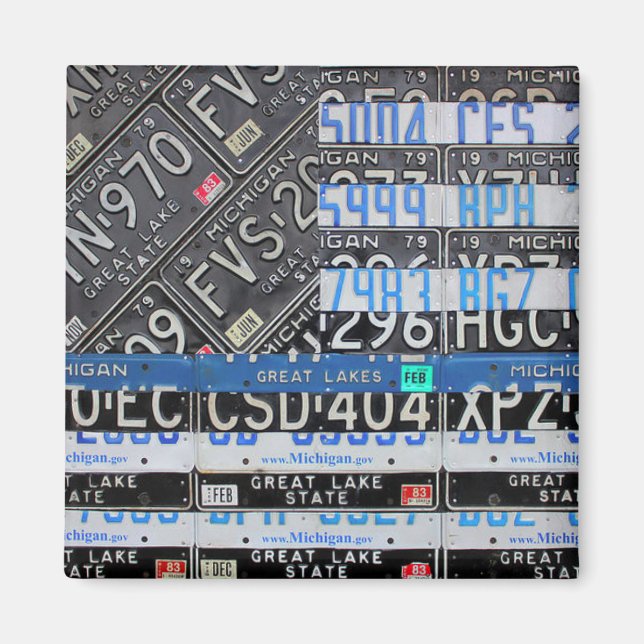 Thin Blue Line Michigan Flag by Design Turnpike Magnet (Front)