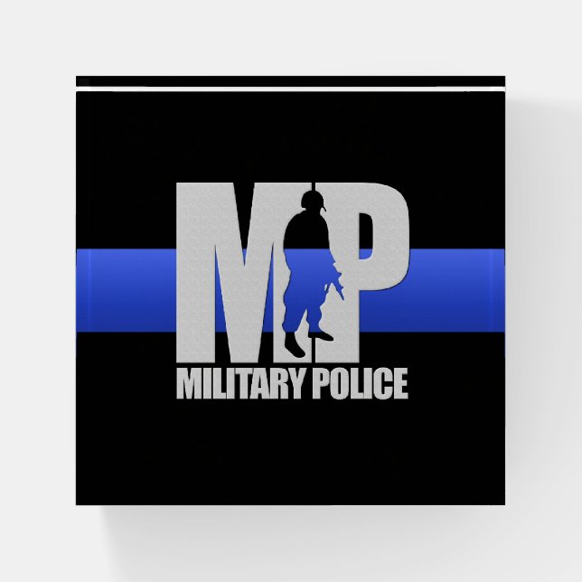 Thin Blue Line Military Police Paperweight (Front)