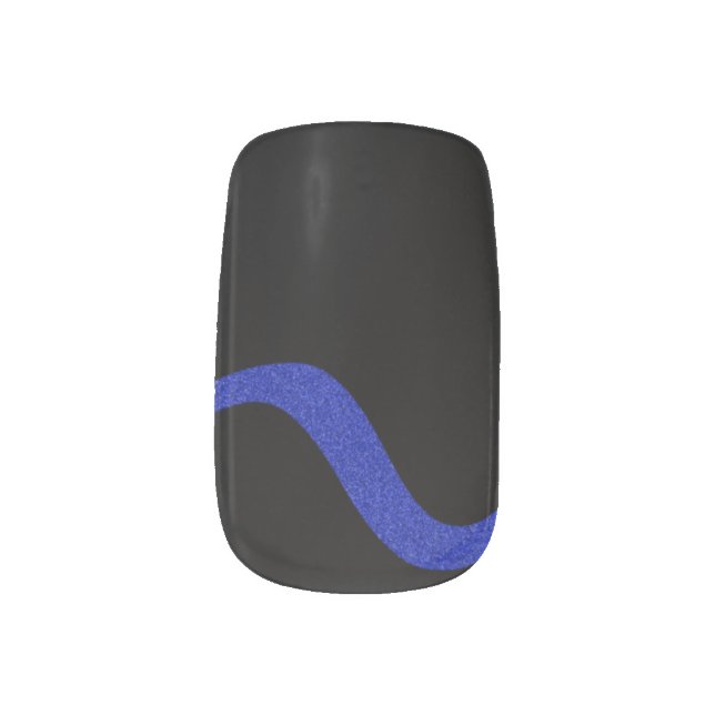 Thin Blue Line Minx Nails Nail Art (Left Thumb)