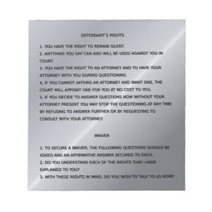 Thin Blue Line & Miranda Rights Warning and Waiver Notepad