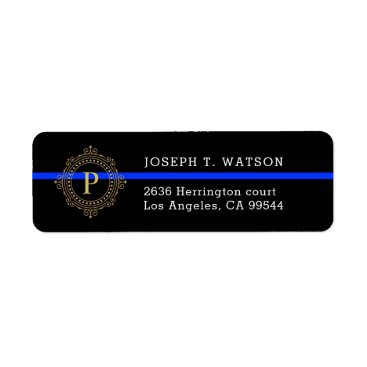 Thin Blue Line Monogram Address Label Thin Blue Line Monogram Address Label