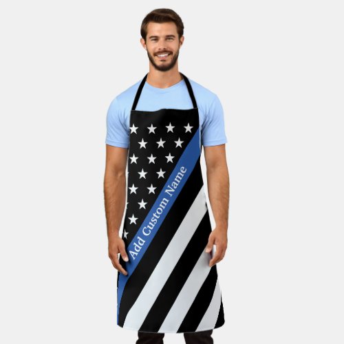 Thin Blue Line Monogram Flag Long Apron