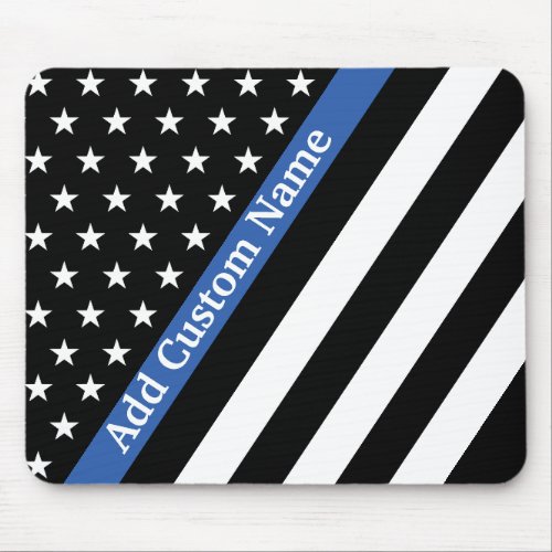 Thin Blue Line Monogram Flag Mouse Pad