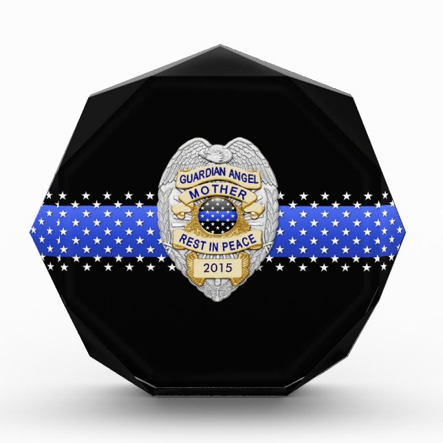 Thin Blue Line - Mother Guardian Angel Memorial Acrylic Award (Front)