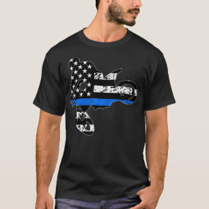 Thin blue line motocross dirtbike racing cop T-Shirt