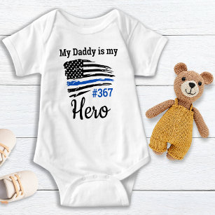 Thin Blue Line My Daddy is My Hero Police Baby Bodysuit