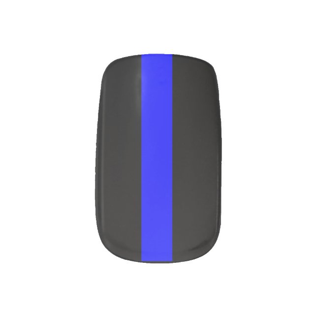 Thin Blue Line nails Minx Nail Art (Right Thumb)