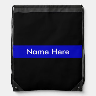 Thin Blue Line Name Customized Drawstring Bag