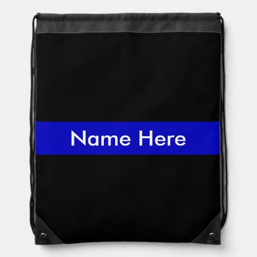 Thin Blue Line Name Customized Drawstring Bag