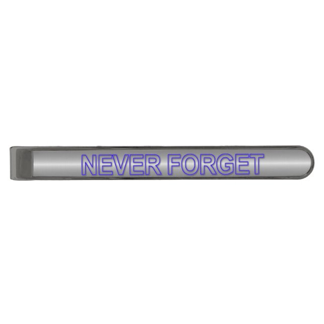 Thin Blue Line- Never Forget Gunmetal Finish Tie Bar (Front)