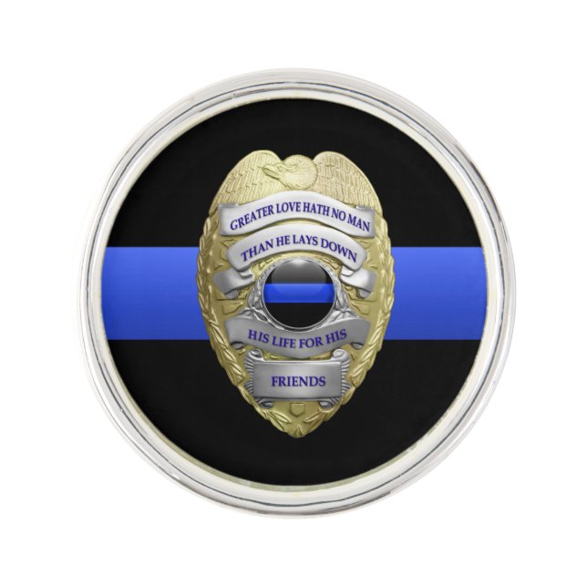 Thin Blue Line - No Greater Love Badge Pin (Front)