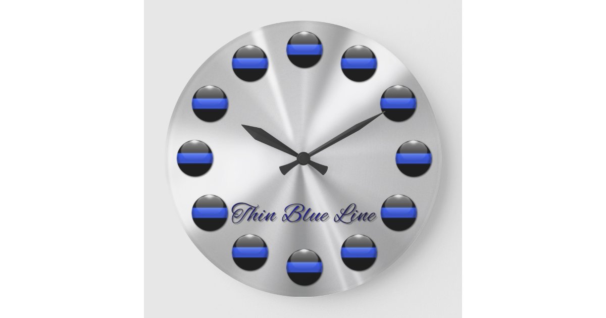 Thin Blue Line Numerals Large Clock | Zazzle