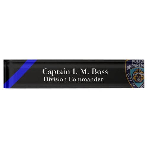 Thin Blue Line NYPD Offset Patch Name Plate