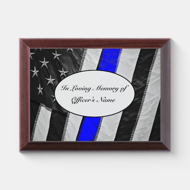 Thin Blue Line of Duty Fallen Officer Memorial Award Plaque (Horizontal)