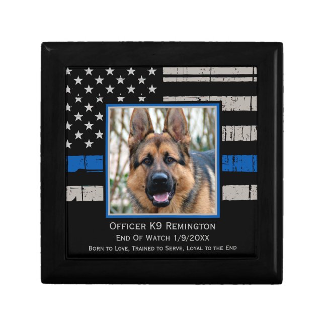 Thin Blue Line - Officer K9 EOW - Police Dog Photo Gift Box (Front)