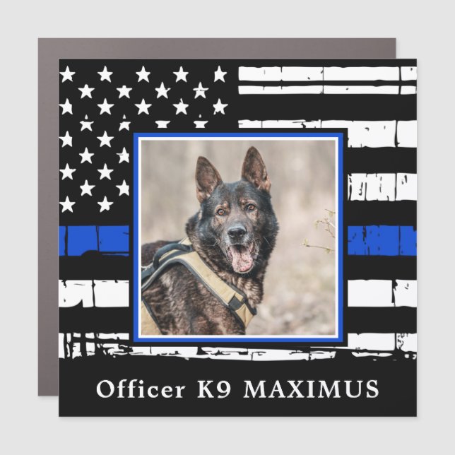 Thin Blue Line Officer K9 Police Dog Car Magnet (Front)