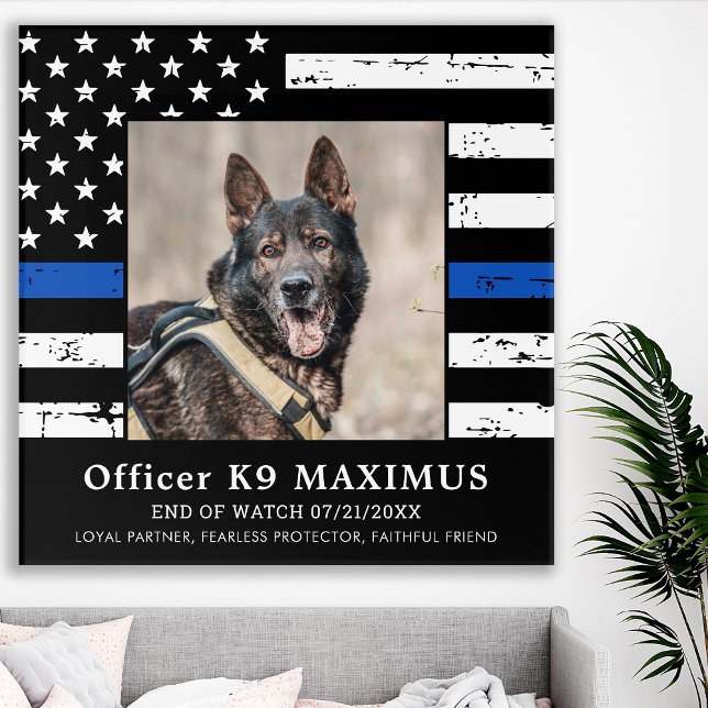 Thin Blue Line Officer K9 Police Dog Memorial Plaq Acrylic Print (Creator Uploaded)