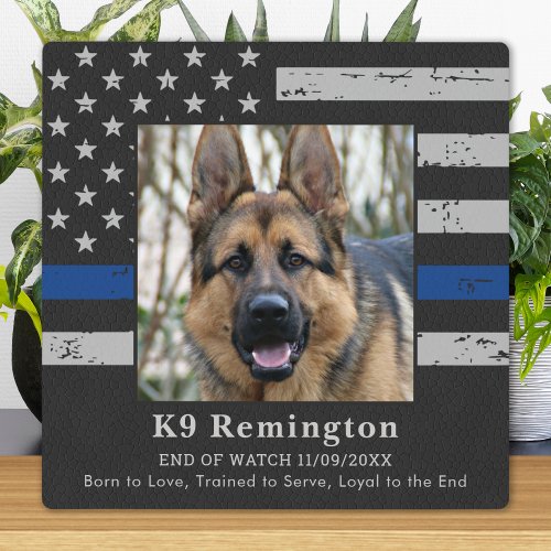 Thin Blue Line  Officer K9 Police Dog Memorial Plaque