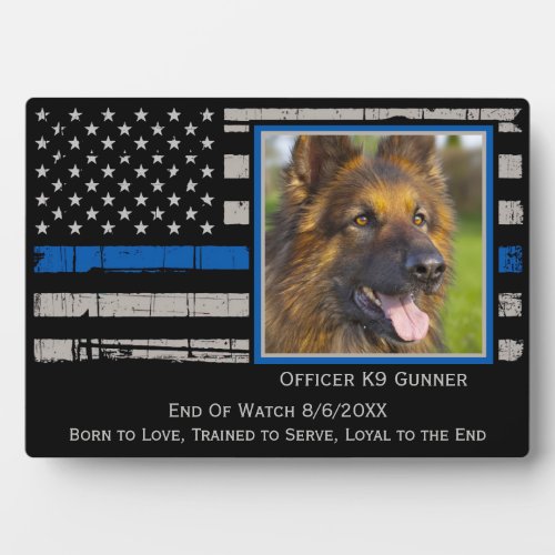 Thin Blue Line Officer K9 Police Dog Plaque