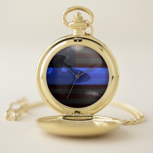 Thin Blue Line Officer Salute Pocket Watch