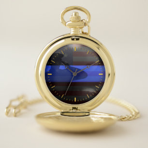 Thin Blue Line Officer Salute Pocket Watch
