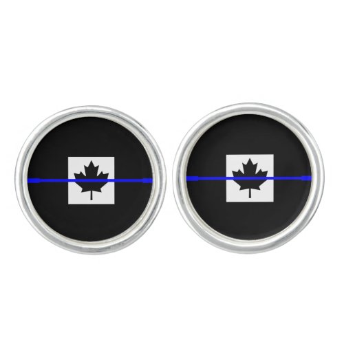 Thin Blue Line on Canadian Flag Cufflinks