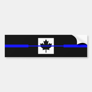 Thin Blue Line on Canadian Flag Decor Bumper Sticker