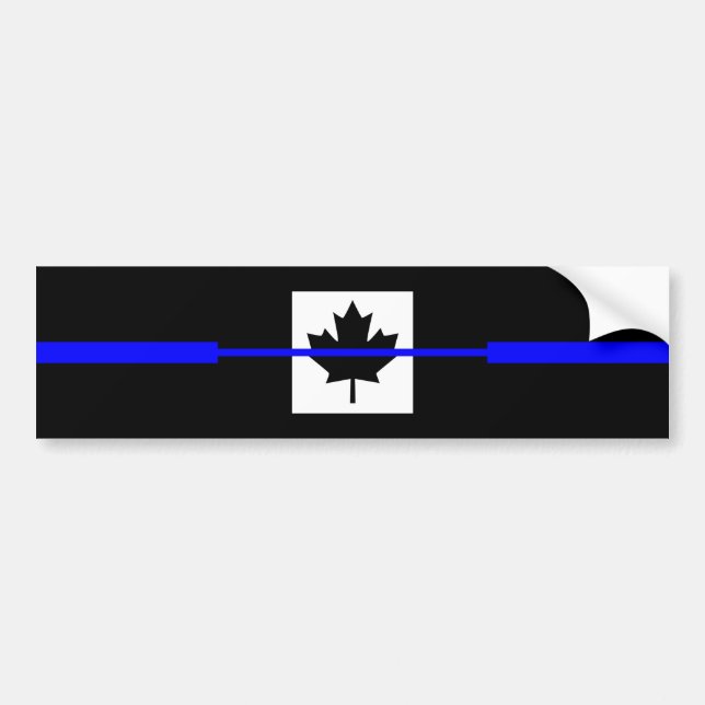 Thin Blue Line on Canadian Flag Decor Bumper Sticker (Front)