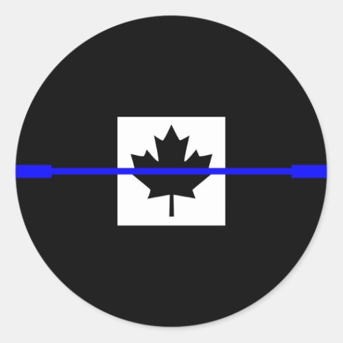 Thin Blue Line on Canadian Flag Decor Classic Round Sticker