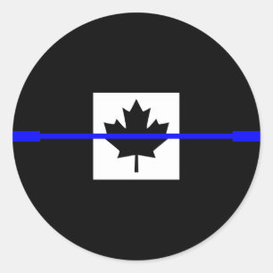 Thin Blue Line on Canadian Flag Decor Classic Round Sticker